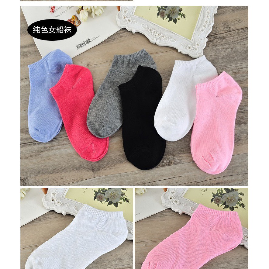 Vớ nữ cổ ngắn Mivino tất cotton trơn đơn giản nhiều màu TN66
