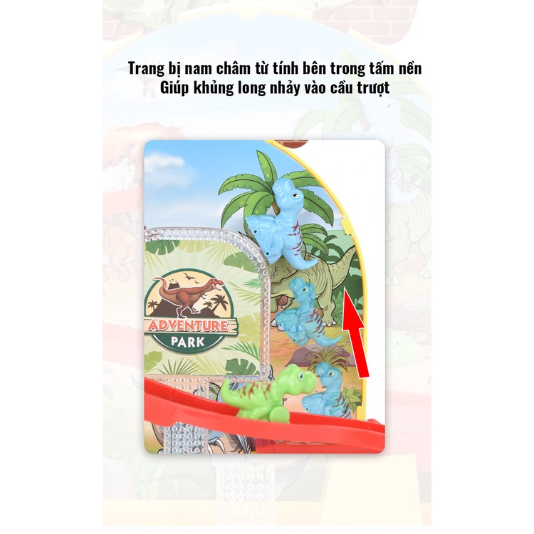 bộ đồ chơi cầu trượt công viên khủng long dành cho bé nhạc nhẹ nhiều màu sắc