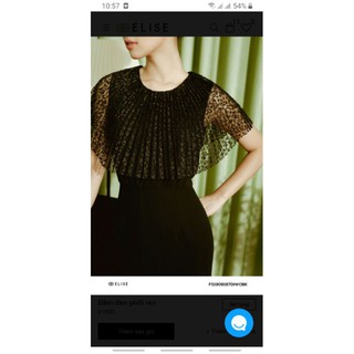 Đầm đen ren bèo cổ Elise