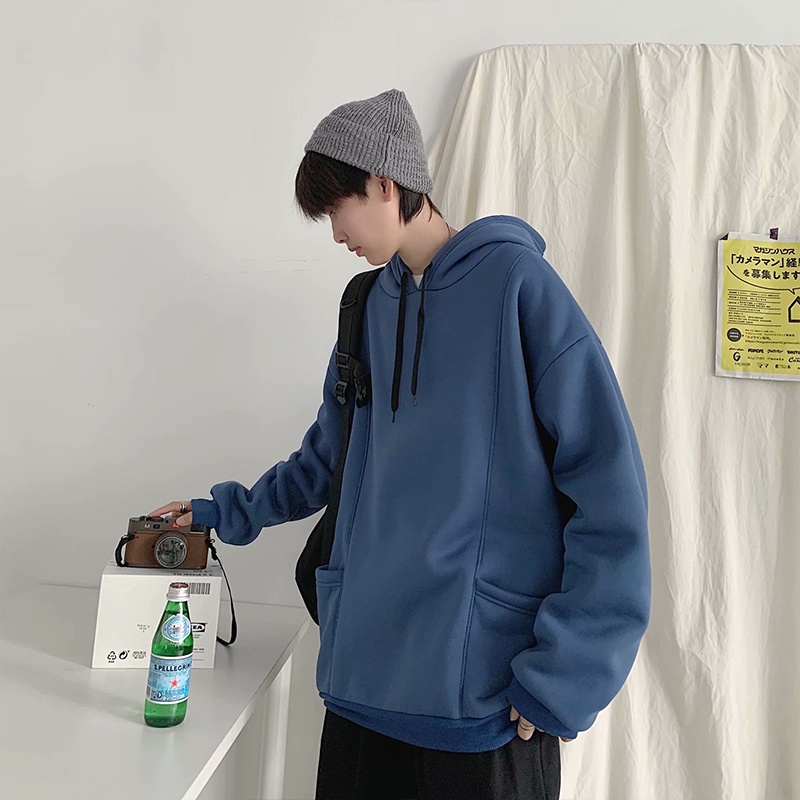 Áo hoodie dáng rộng AOKANG màu sắc đơn giản dễ phối đồ thời trang cho nam