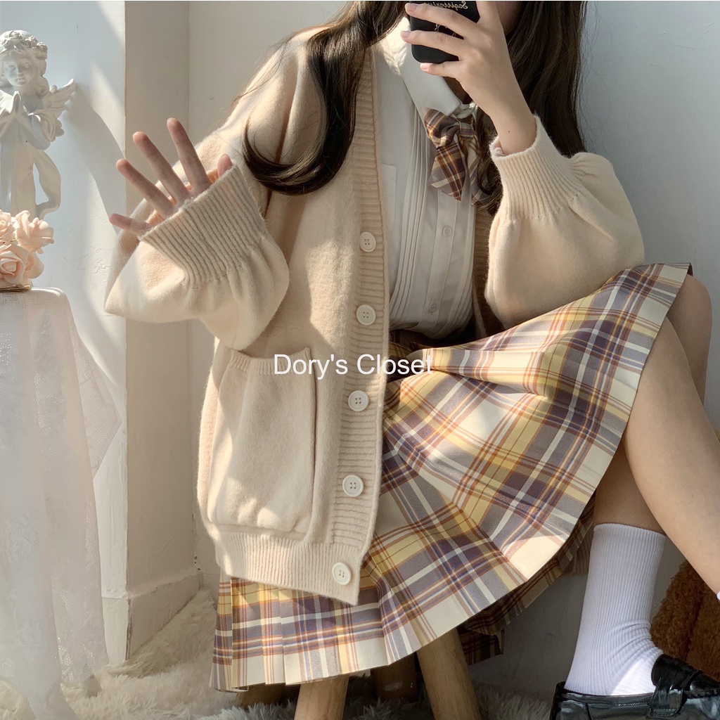 [Có sẵn] [Chính hãng] Áo khoác len cardigan nữ ulzzang tay bồng cao cấp SM12