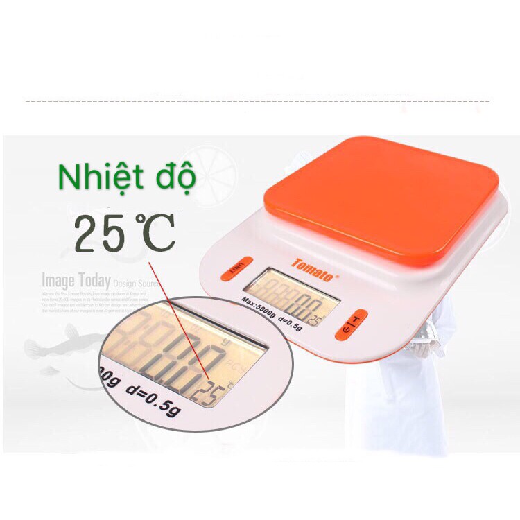 Cân Điện Tử mini Nhà Bếp mâm inox, 5Kg/0.5gr ( Bảo Hành 12 Tháng ) .LCD HD SÁNG