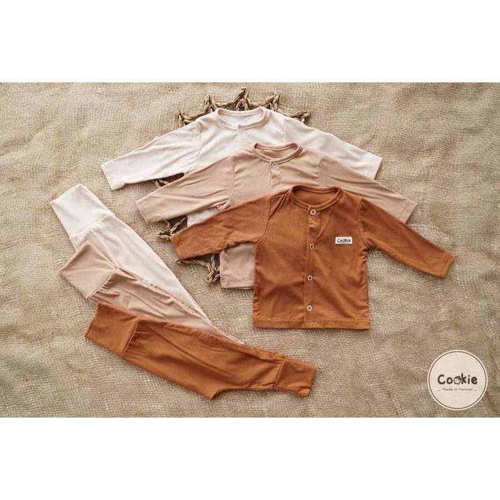 *DollarBaby* Bộ sơ sinh Cookie cạp cao cài thẳng