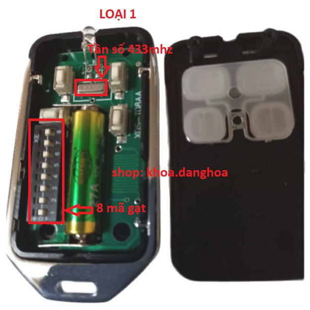 Remote Điều khiển cửa cuốn 8 mã gạt 433MHZ