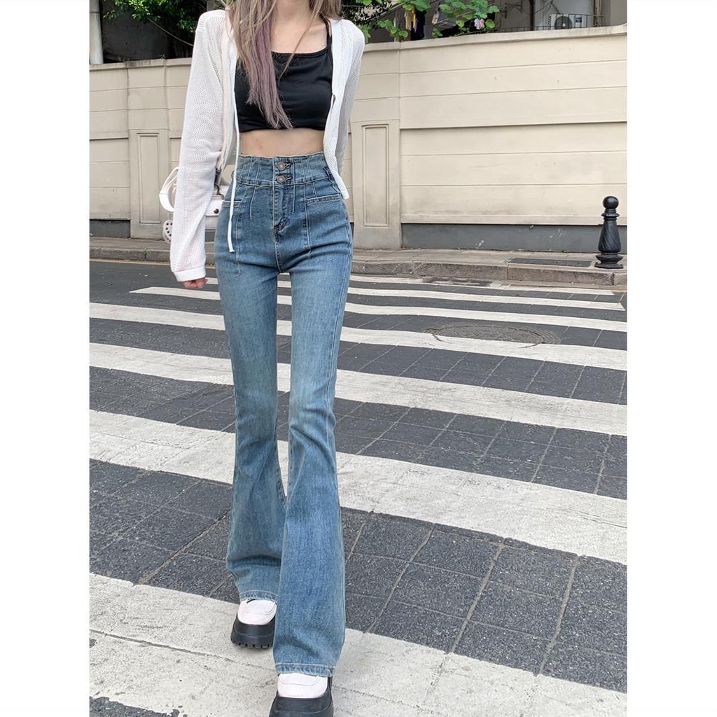 Quần Jeans Đen Lưng Cao Dáng Ôm Thời Trang Mùa Hè Cho Nữ