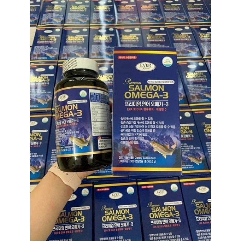 Dầu Cá Salmon Omega-3 Premium, Hộp 300 Viên, Giúp Giảm Mỡ Máu, Nâng Cao Sức Khỏe, Mắt Sáng Tinh Anh