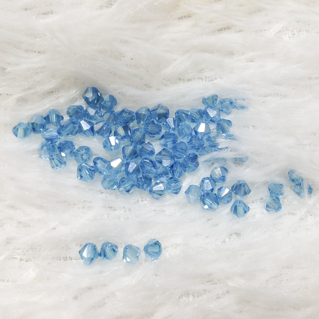 Hạt đá pha lê hình thoi kết xỏ vòng tay size 3li 3mm gói 10 viên