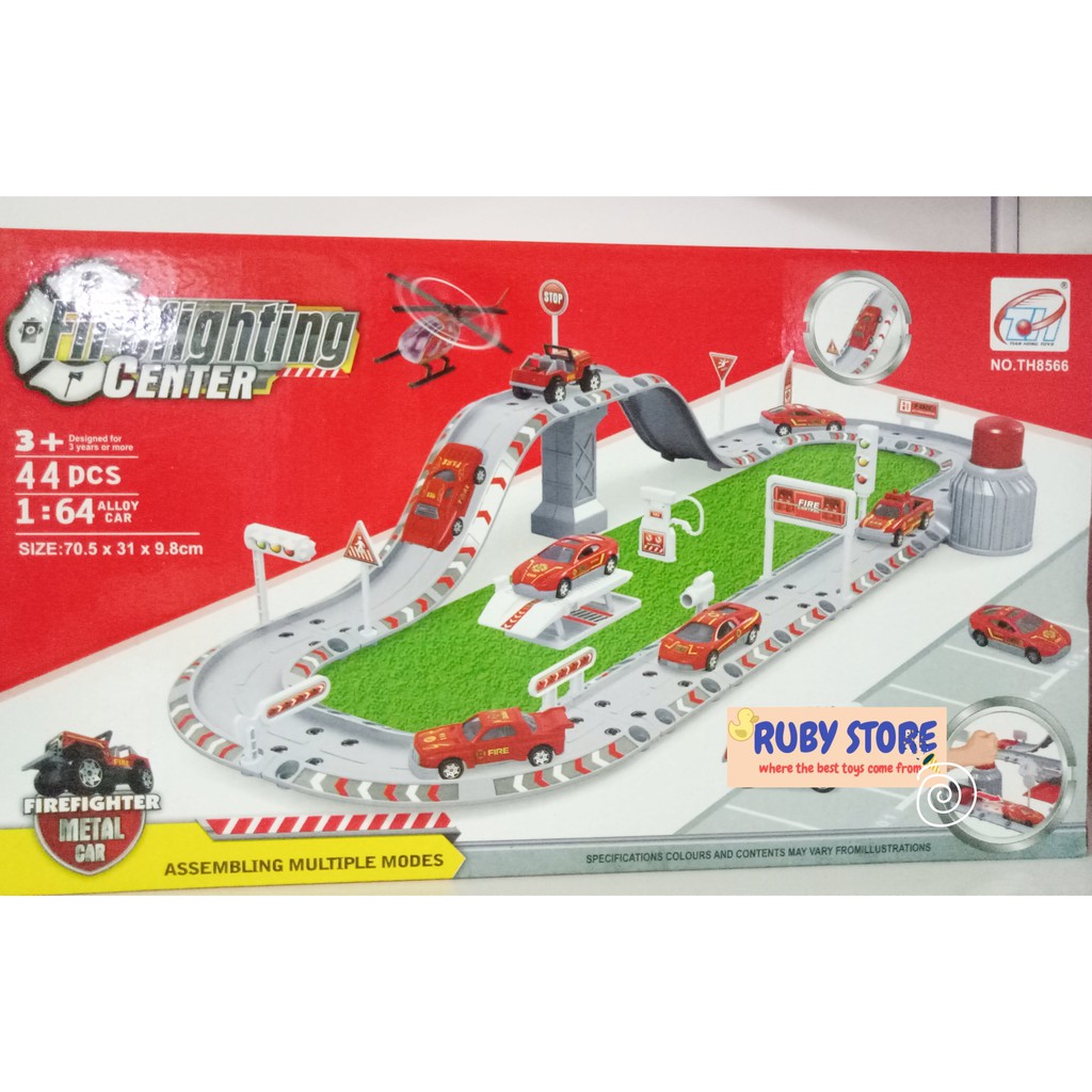 ĐỘI CỨU HỎA 3 - HỘP ĐƯỜNG RAY BÃI ĐẬU XE CỨU HỎA FIREFIGHTING CENTER (TỶ LỆ 1:64, 44 CHI TIẾT)