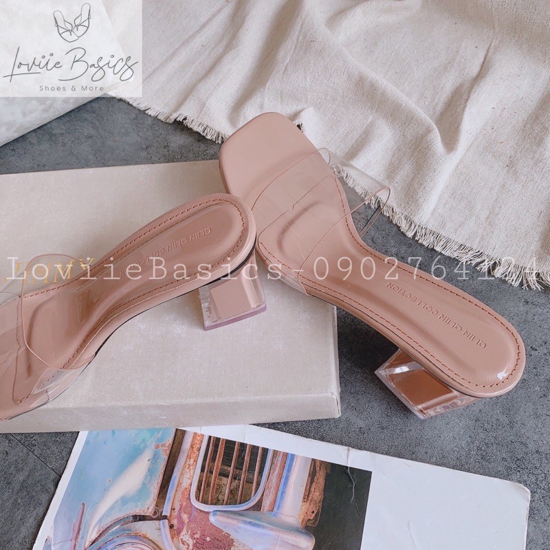DÉP CAO GÓT 5P LOVIIE BASICS THỜI TRANG - GUỐC NỮ QUAI TRONG ĐẾ VUÔNG D200844