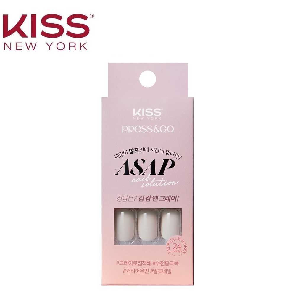 Bộ 24 Móng Tay Gel Tự Dán Press & Go Kiss New York Nail Box - Keep Calm And Grey 