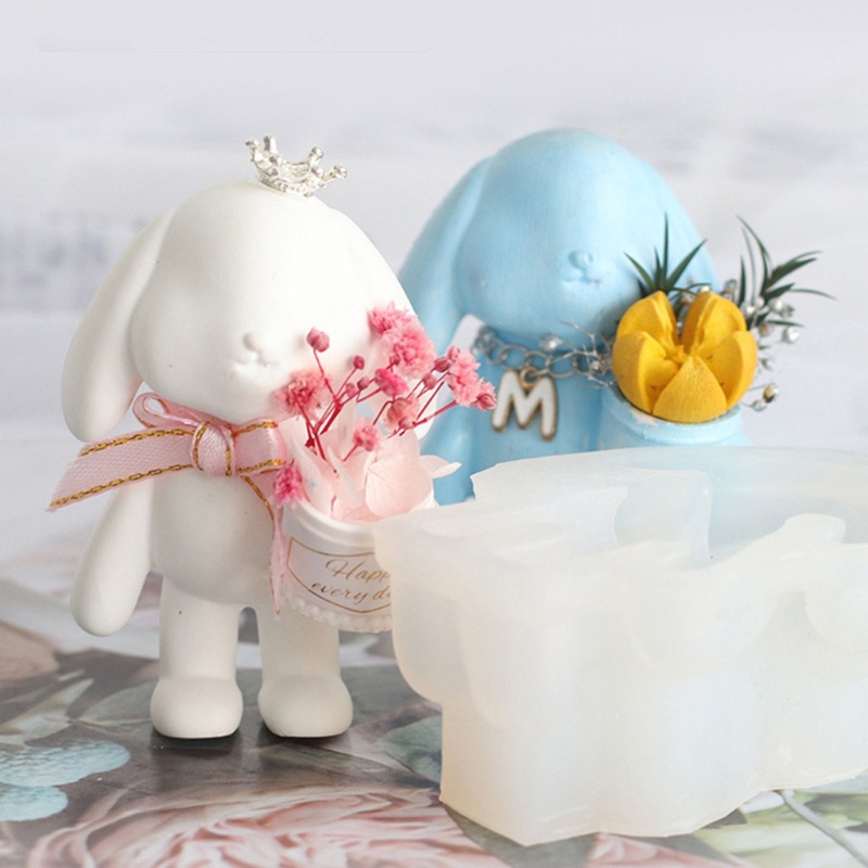 Khuôn Silicone Làm Bánh / Xà Phòng Hình Thỏ 3D DIY