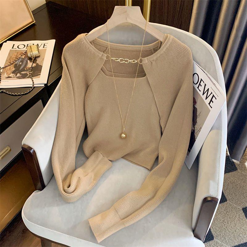 Phrongchain Áo sweater Tay Dài Hở Xương Quai Xanh Mùa Thu Nhẹ Nhàng Phong Cách retro Cho Nữ 2022