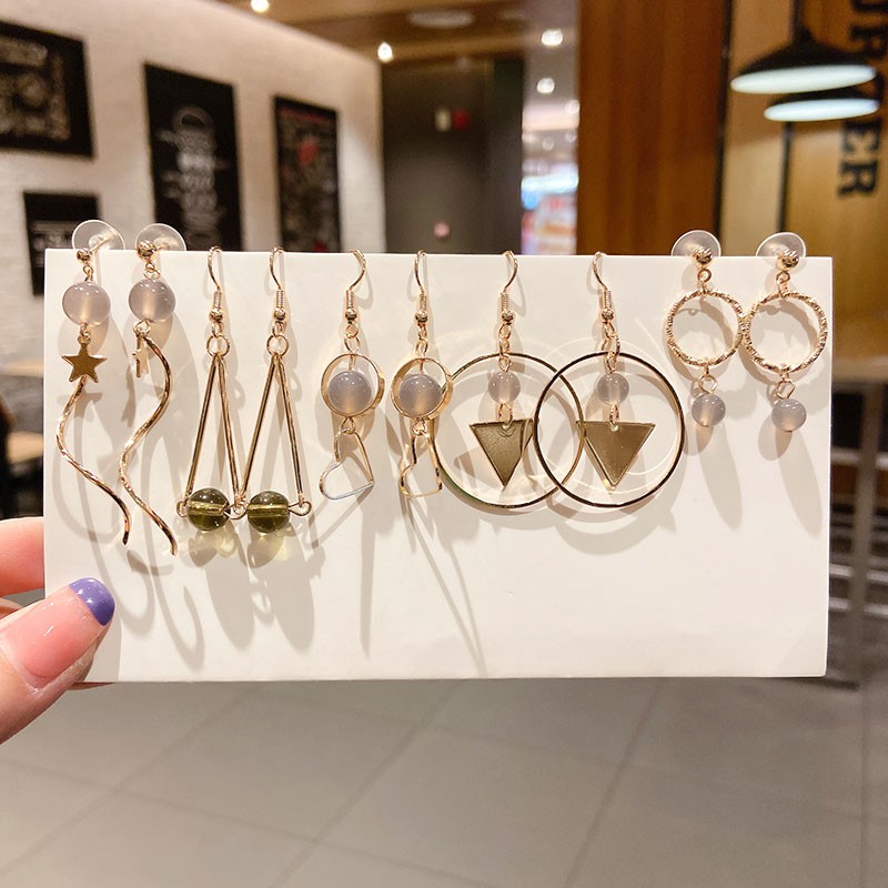 Set 5 Đôi Bông Tai Đính Đá Thời Trang Nữ