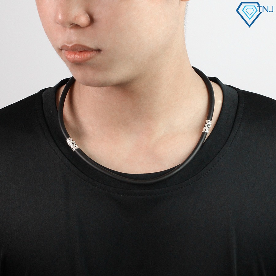 Dây da nam bọc bạc đầu rồng DCK0023 Trang Sức TNJ