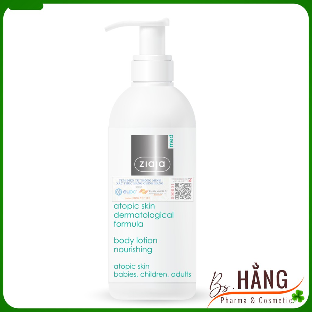 ✅[Chính Hãng] Nhũ Tương Mượt Da Toàn Thân Ziaja Med Atopic Skin Dermatological Formula Body Lotion Nourishing (400ml)