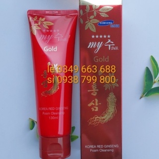 Sữa rửa mặt My Gold chiết xuất sâm đỏ làm trắng da và mờ vết thâm 130ml Hàn Quốc