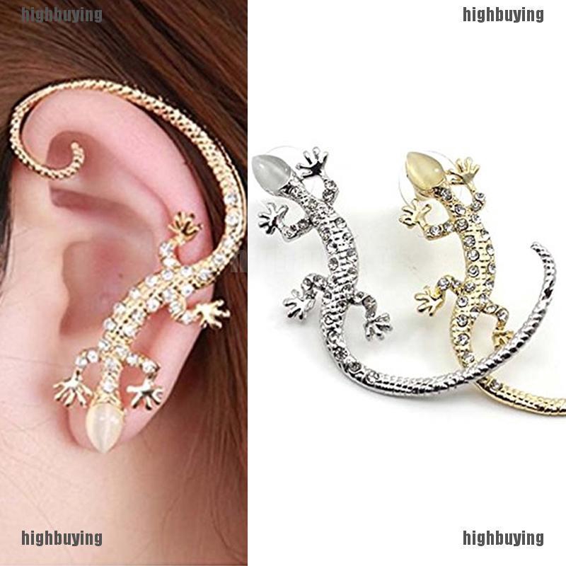 Bông Tai Thời Trang Đính Kim Cương Giả Hình Tắc Kè Sang Trọng