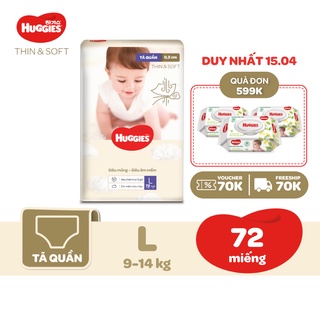 Tã quần Hàn Quốc Huggies Thin & Soft Super Jumbo mỏng tàng hình size L72/XL62/XXL46