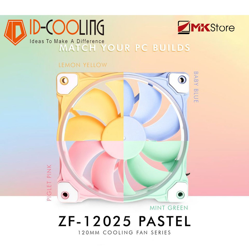 Quạt tản nhiệt Case ID-Cooling ZF-12025 Pastel series LED White