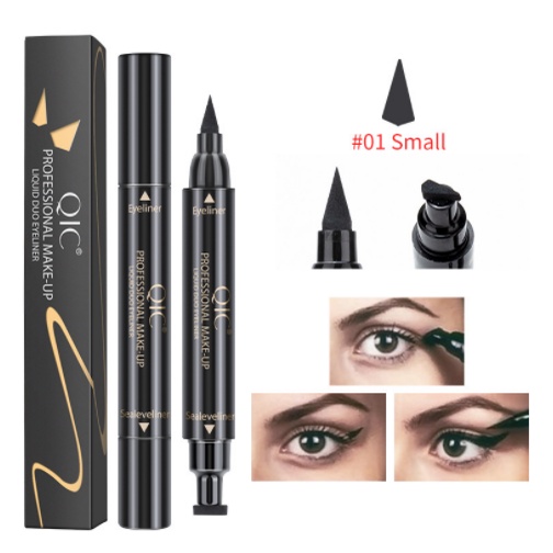 Bút Kẻ Mắt Dạng Lỏng Có Đầu Đóng Dấu Màu Đen 2 Trong 1 Nhanh Khô Chống Thấm Nước Lâu Trôi Dành Cho Trang Điểm