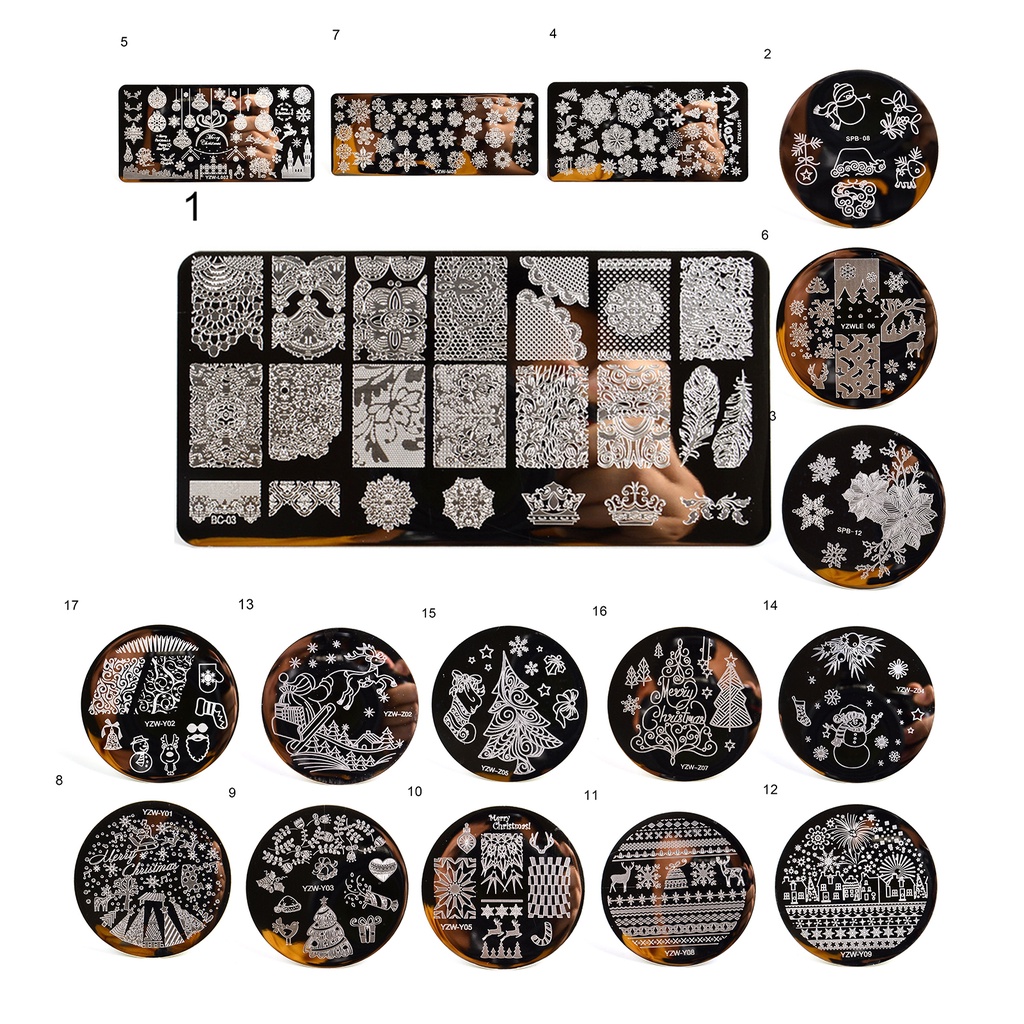 Khuôn In Hình Trang Trí Móng Tay Bằng Thép Không Gỉ Trong Suốt Họa Tiết Giáng Sinh Dành Cho Salon