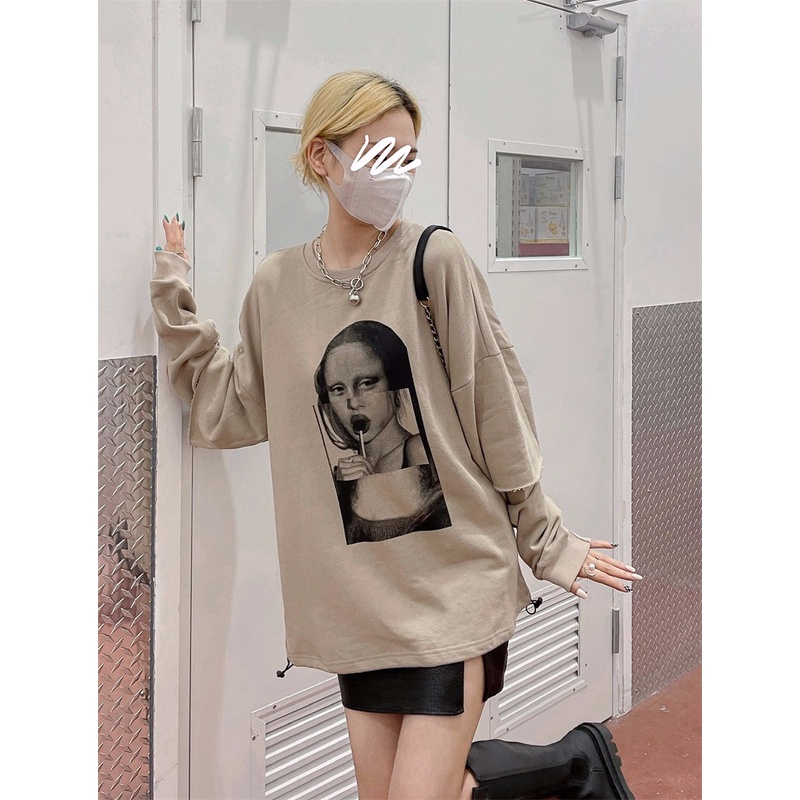 Áo Nỉ Nữ Dài Tay Cổ Tròn Thời Trang Hàn Mới