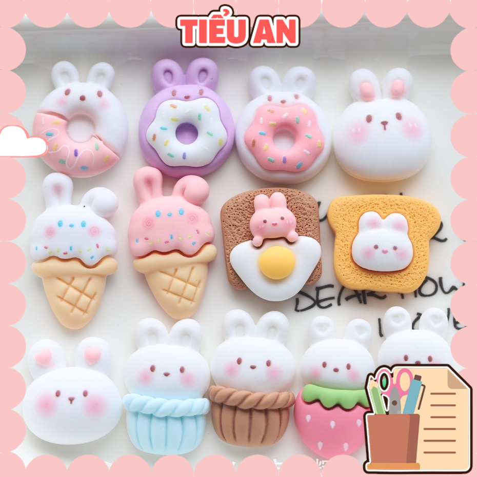 Charm  slime/ Dụng Cụ Charm Trang Trí  Bé Thỏ Xinh Xắn Nhiều Chi Tiết