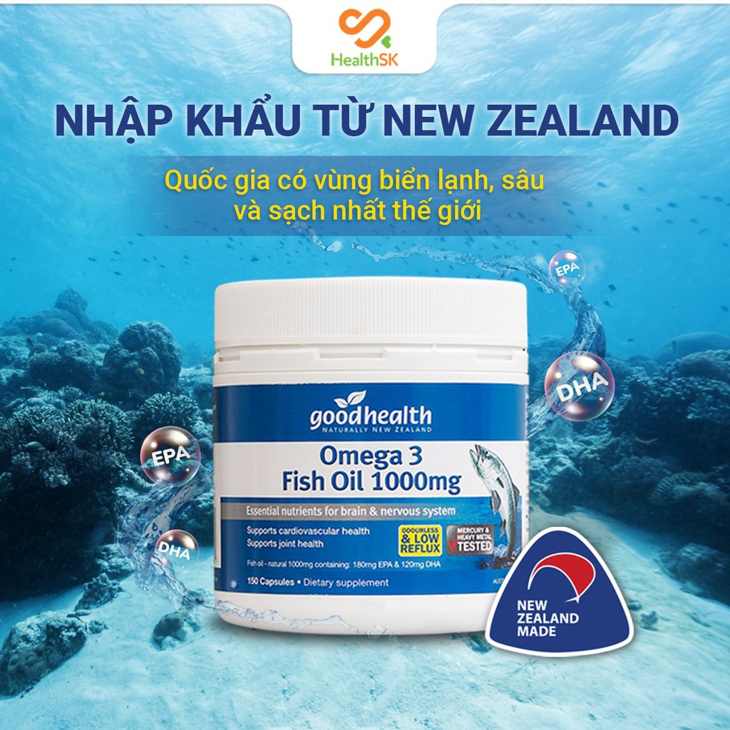[Dầu cá - hộp 150 viên] Goodhealth Omega 3 Fish Oil 1000mg