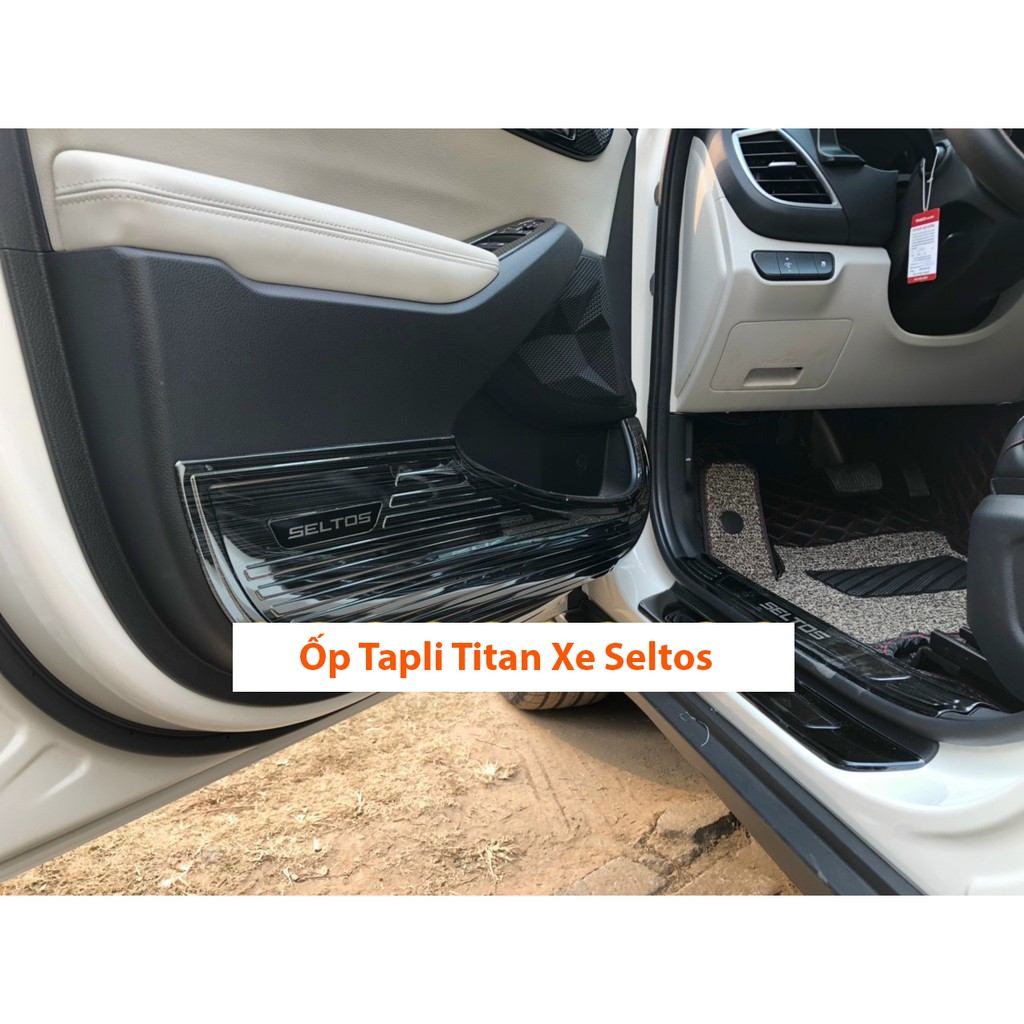 Ốp tapli cửa xe Kia Seltos 2020 2021 2022 Mẫu Titan tặng kèm keo dính thêm