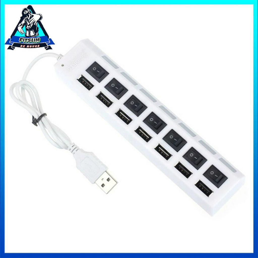 Hub nguồn chuyển đổi 7 cổng USB 2.0 có công tắc tắt/ mở và chỉ báo LED dành cho máy tính để bàn máy tính xách tay