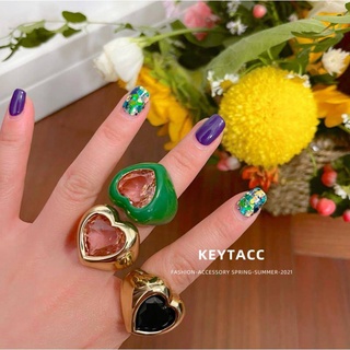 Multi-purpose sweet color glazed rhinestone open ring