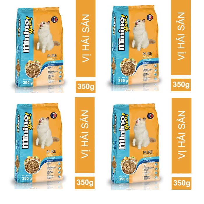 [Mã 159FMCGSALE giảm 8% đơn 500K] 4 gói thức ăn mèo minino yum 350gr