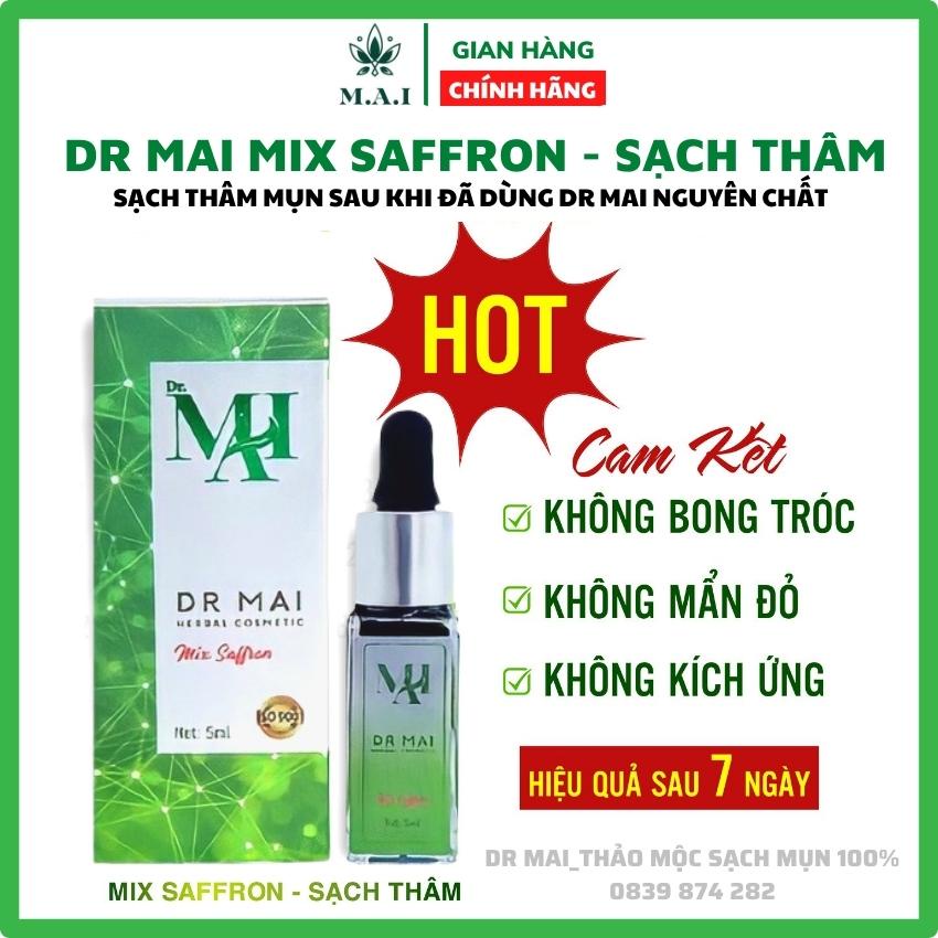 Dr Mai, Dr Mai mix saffron sạch thâm 5ml, làm mịn da, thu nhỏ lỗ chân lông, hết thâm nám