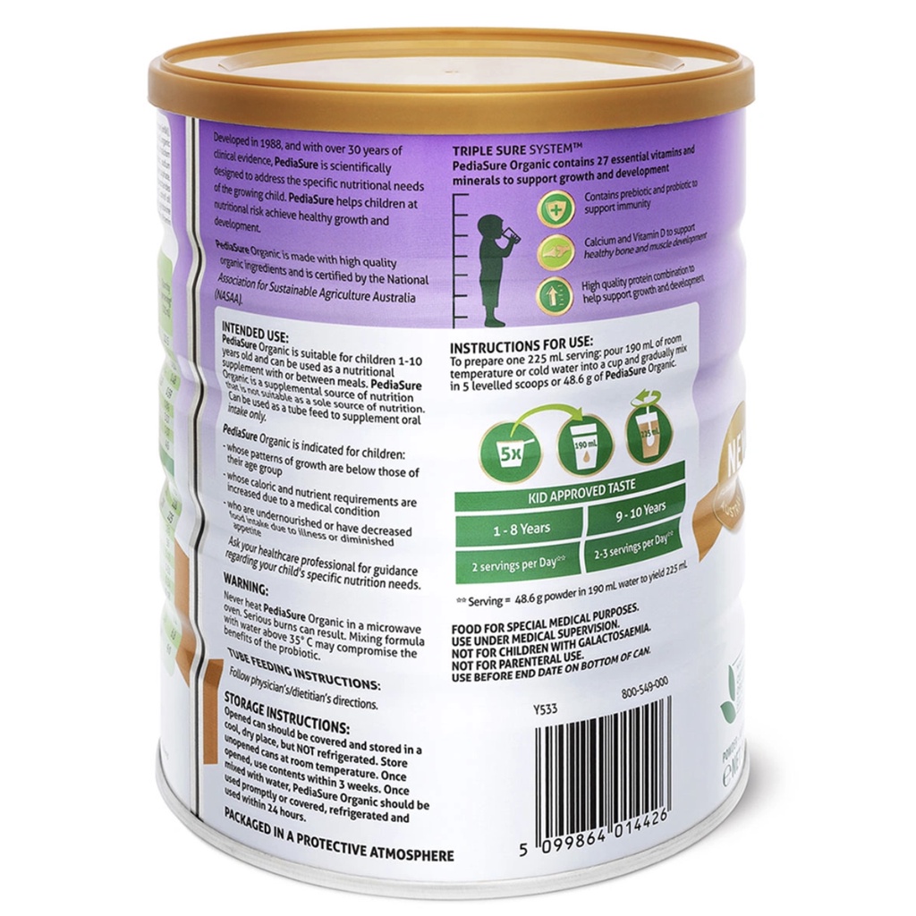 Sữa bột Pediasure Organic Úc 800g