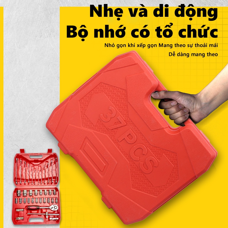 [Mã 55LIFESALE giảm 10% đơn 99K] Bộ dụng cụ sửa chữa 37 món chuyên dụng chi tiết 1/2 inch - xe máy ô tô đa năng