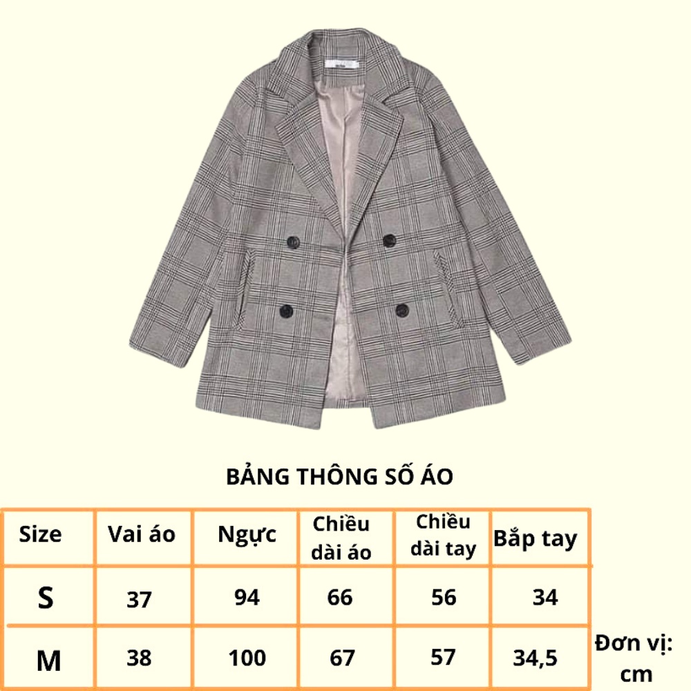 Áo blazer túi dọc kẻ nâu 4 khuy phong cách Hàn Quốc thời thượng trẻ trung | WebRaoVat - webraovat.net.vn