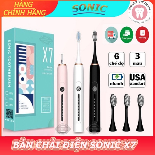 Bàn chải điện tự động Sonic X7 - Bàn chải đánh răng công nghệ sạc 1 lần dùng 2 tháng - Giúp vệ sinh răng miệng hiệu quả
