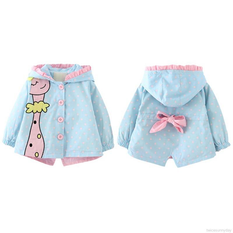 Áo khoác tay dài in hình chú hươu cao cổ dễ thương cho bé gái