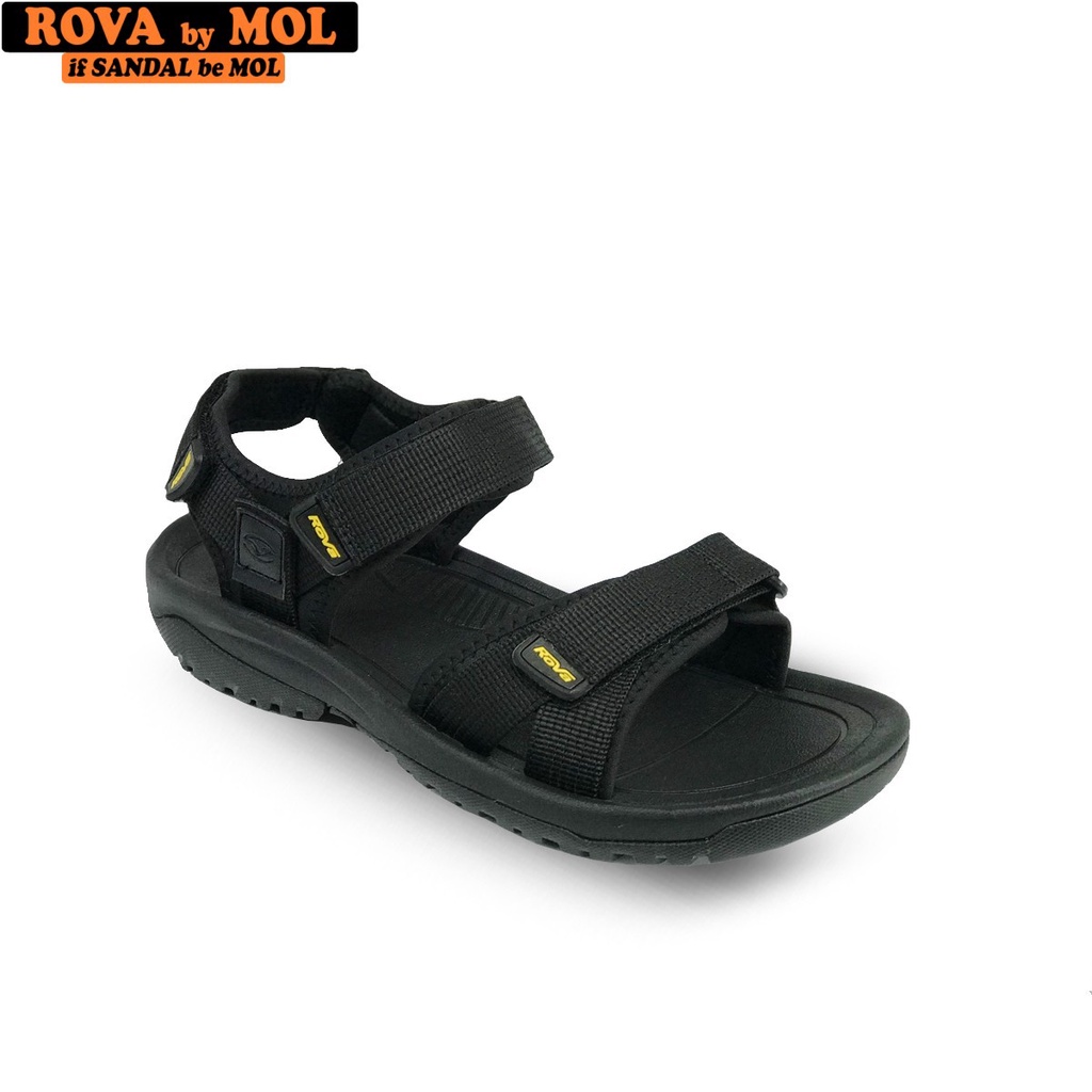 Giày sandal nam hiệu Rova siêu bền quai ngang đế cao su quai dù đi làm đi học màu đen mã RV679