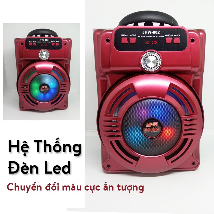 Tặng 1 mic KARAOKE có vang 100K,Loa Kẹo Kéo Karaoke Bluetooth Mini JHW 802 - Loabluetooth - Micro Blutooth