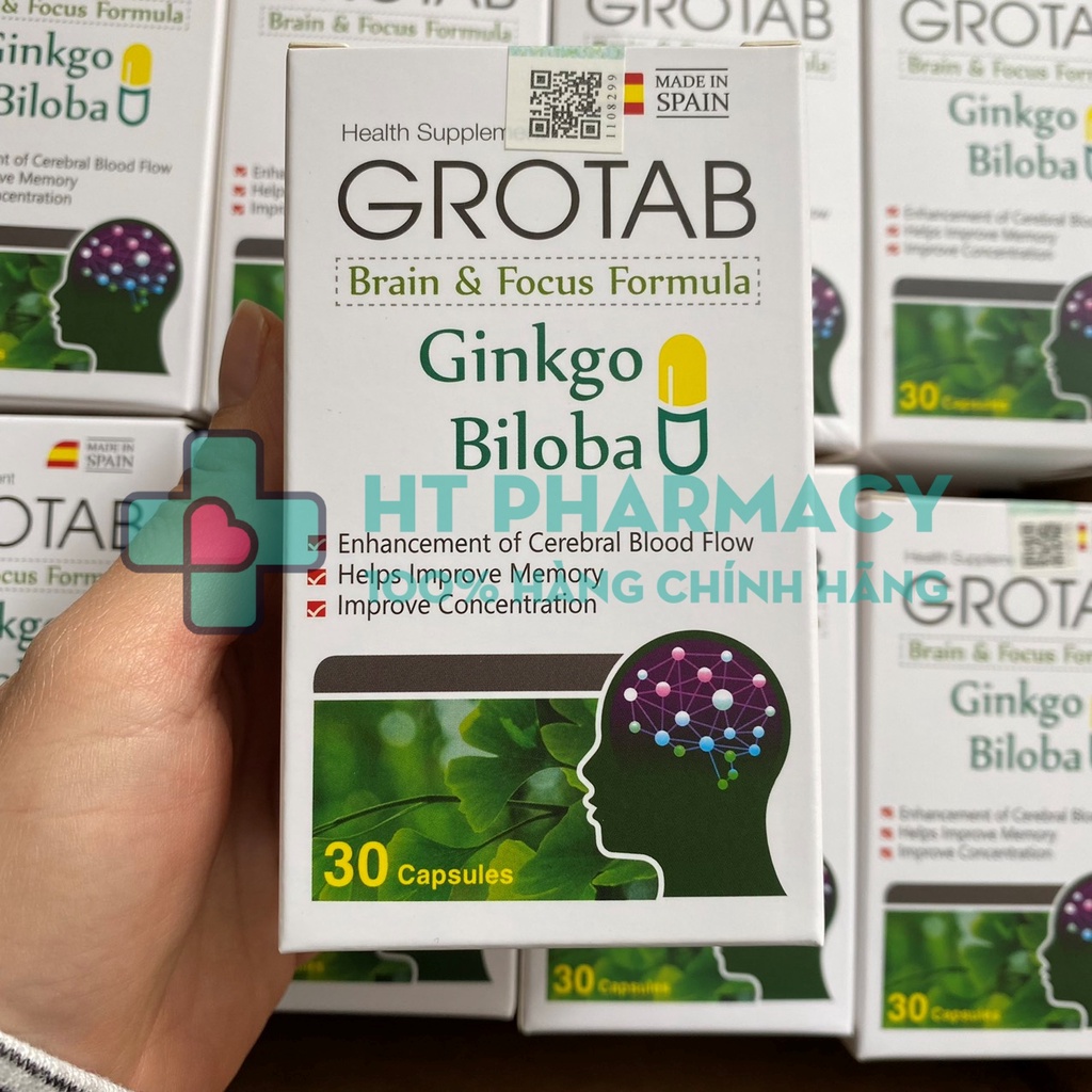 Bổ não ginkgo biloba GROTAB CK - Hỗ trợ tăng cường lưu thông máu lên não