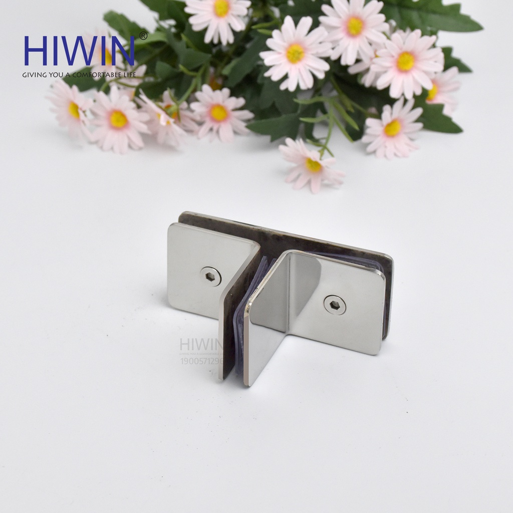 Kẹp kính chữ T phòng tắm kính đôi mặt gương inox 304 Hiwin FC-092