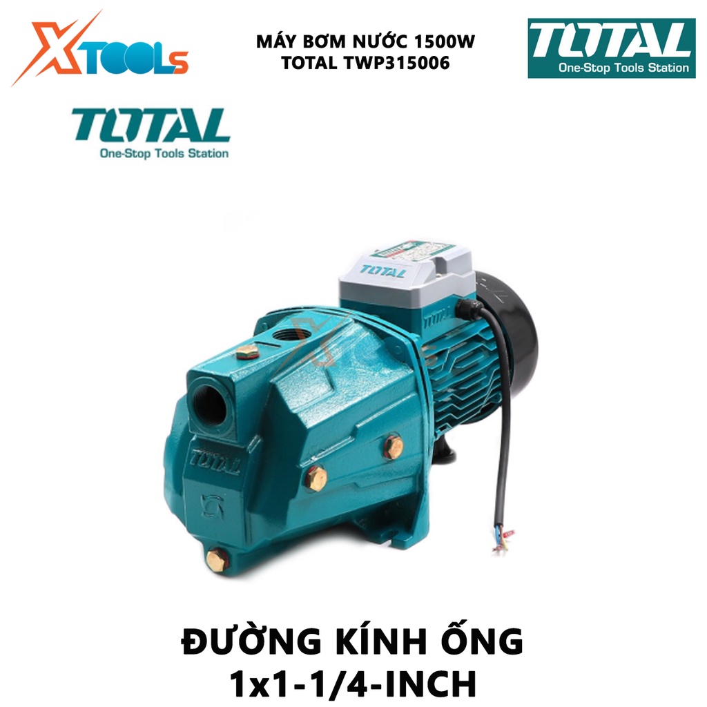 Máy bơm nước TOTAL TWP315006 Máy bơm nước mini Công suất đầu vào1500W(2HP) Chiều cao bơm 60 m Lưu lượng 100 L /phút