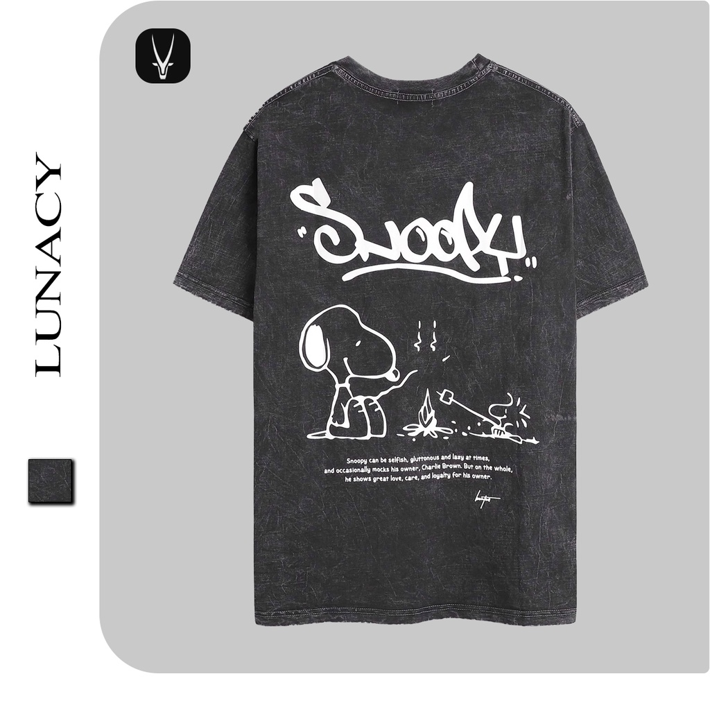 Áo phông thun LUNACY nam nữ local brand chính hãng form rộng tay lỡ unisex vải cotton oversize SNOOKY WASH TB27