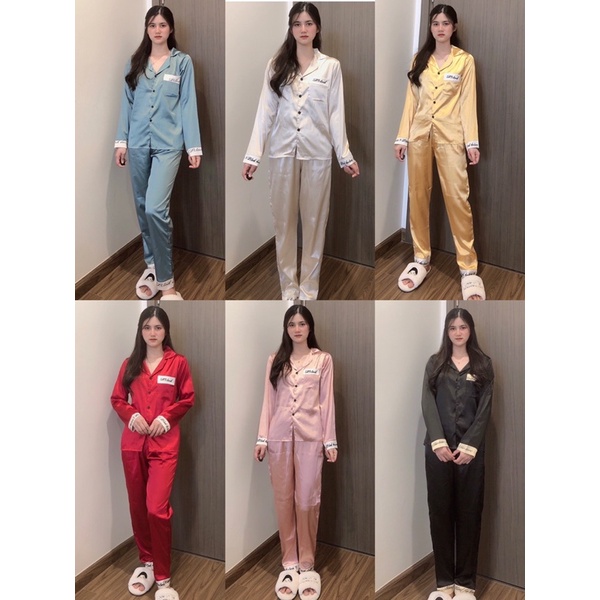 (VIDEO+ẢNH THẬT) ĐỒ NGỦ LỤA PYJAMA DÀI TAY TRƠN 6 MÀU | BigBuy360 - bigbuy360.vn