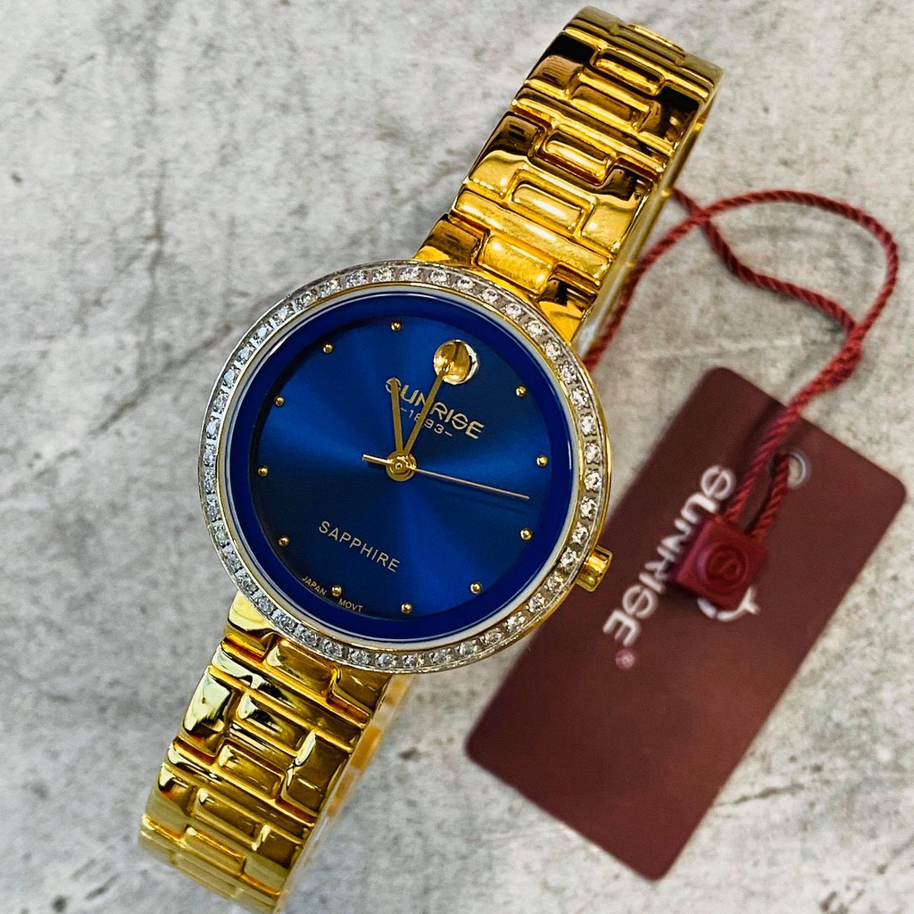 Đồng hồ Sunrise nữ chính hãng L.9949.AA.G.X - kính saphire chống trầy - Đính đá Swa