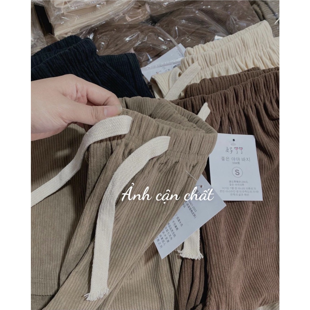 Quần Ống Rộng Nhung Tăm Nữ MEESTORE- Cullotes Dáng Rộng Unisex Dây Bản To Phong Cách Ullzang Hàn Quốc