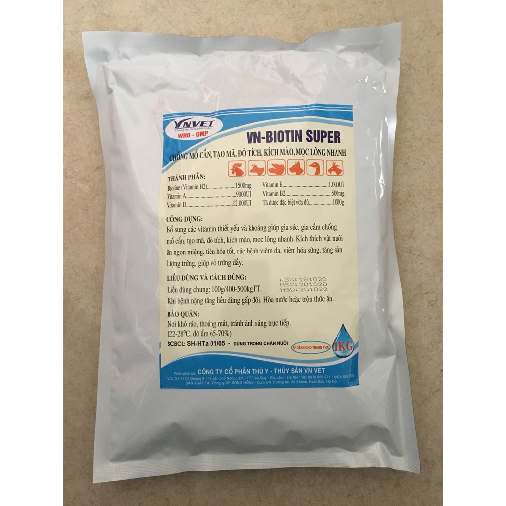 Chống cắn mổ, kích thích mọc lông - Biotin  - Chỉ dùng trong thú y