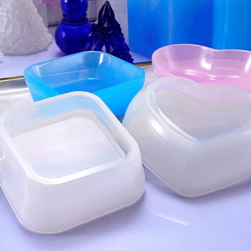 1 Khuôn Silicone Làm Nhựa Resin UV Hình Vuông / Trái Tim Sáng Tạo Diy