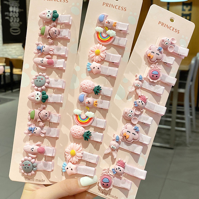 Set 10 kẹp tóc họa tiết hoạt hình đáng yêu cho trẻ em